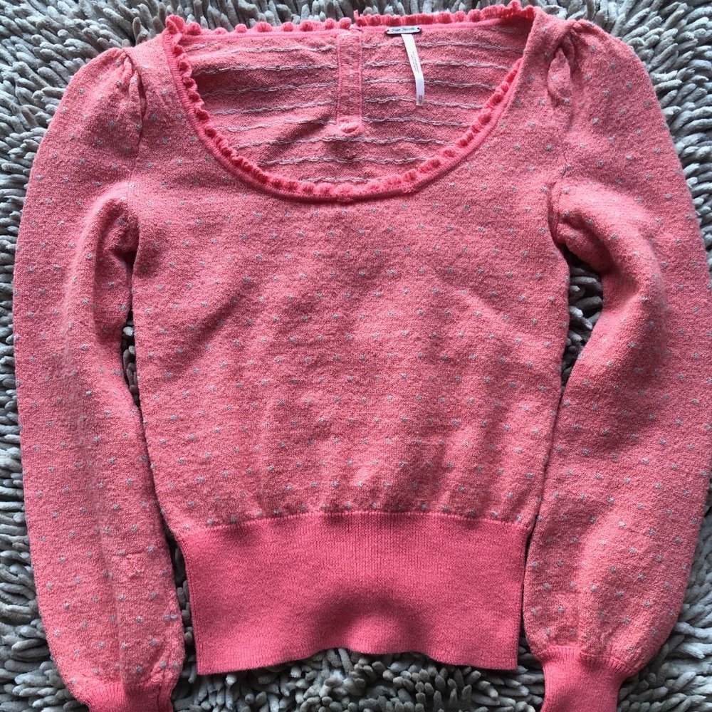 Free People Long Sleeve Shirt with Bow Accent XS